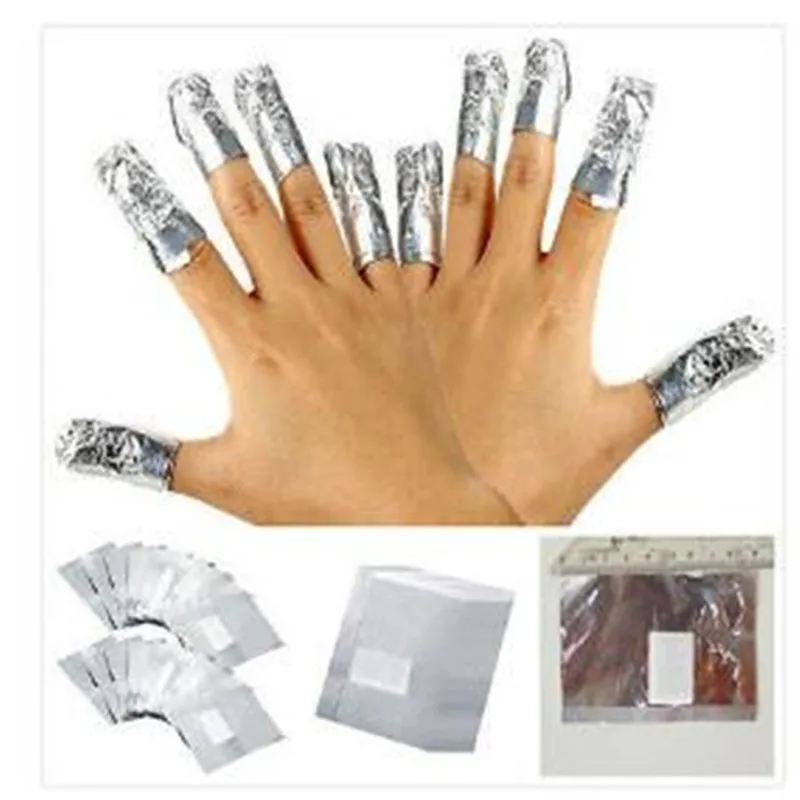 200Pcs Aluminium Nail Art Sock Off Acrylic Gel Polish Remover Makeup Beauty Tool Silver Foil Cleanser For Women | Красота и здоровье