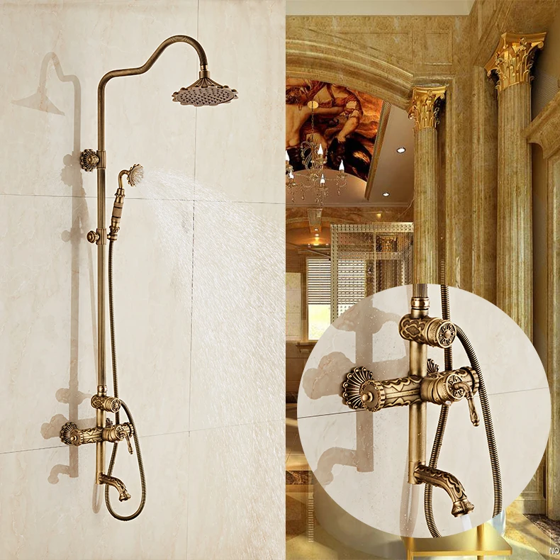 Luxury Antique Brass Carving Rainfall Shower Sets Faucet Mixer Tap With Tub Faucet Brass Bath & Shower Faucet Set Bathtub Faucet
Luxury Antique Brass Carving Rainfall Shower Sets Faucet Mixer Tap With Tub Faucet Brass Bath & Shower Faucet Set Bathtub Faucet