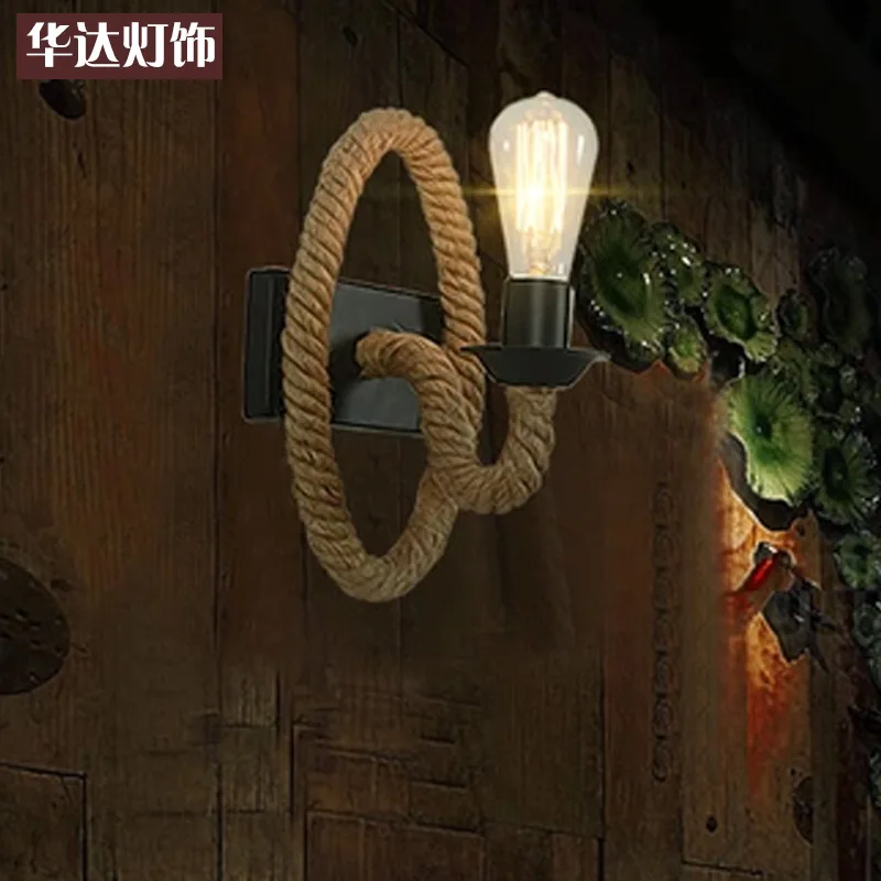 LOFT studio personality clothes shop wall lamp bedside rope Cafe American retro | Лампы и освещение