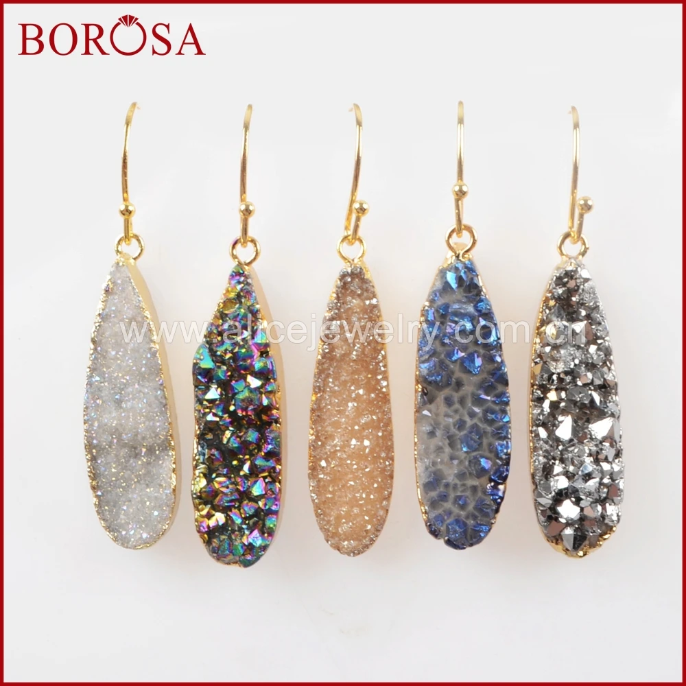 BOROSA Fashion Teardrop Gold Color Druzy Crystal Titanium Drusy Drop Earring Rainbow/Blue/AB/Champagne Earrings G1070
BOROSA Fashion Teardrop Gold Color Druzy Crystal Titanium Drusy Drop Earring Rainbow/Blue/AB/Champagne Earrings G1070
