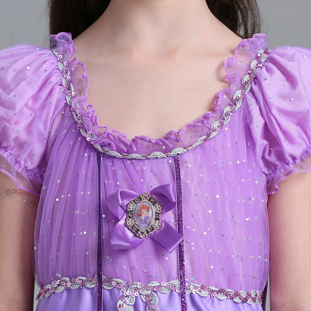 2017 летние платья принцессы Софии для девочек детское фиолетовое длинное