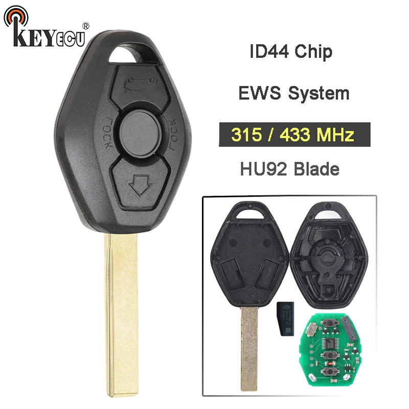 KEYECU 10x 315/ 433 МГц ID44 чип EWS Системы дистанционный ключ брелок от машины 3 кнопки
