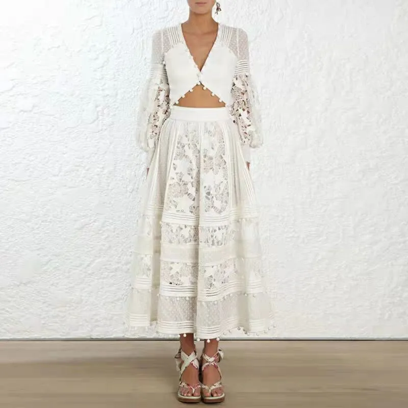 Фото Женское платье с высокой талией подиумное дизайнерское цветочной вышивкой и