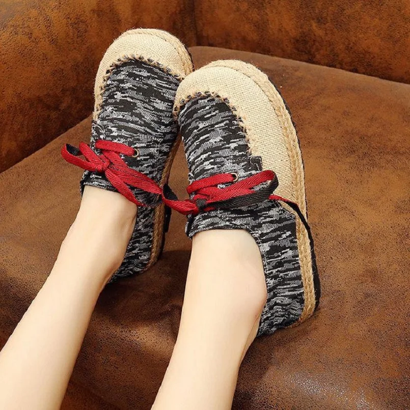Zapatos De Mujer Women Fashion Comfortable Hemp Cloth Flat Shoes Lady Autumn Lace Up Shoes Female Street Dance Shoes E2180
Zapatos De Mujer Women Fashion Comfortable Hemp Cloth Flat Shoes Lady Autumn Lace Up Shoes Female Street Dance Shoes E2180