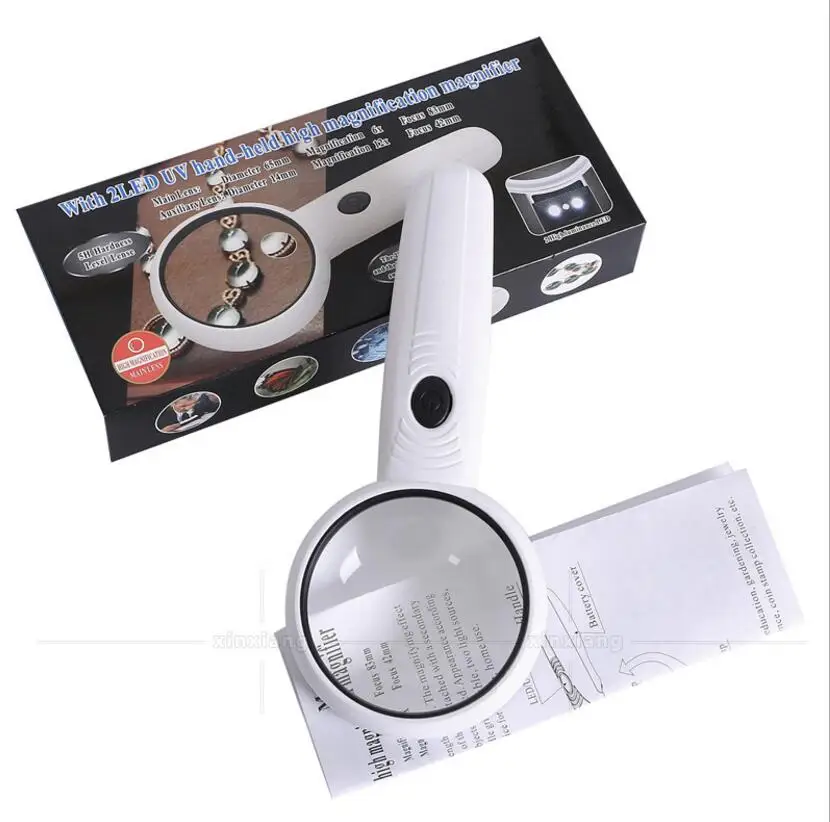 6X 12X 65mm 14mm Lens LED Illuminated Handheld Office Reading Magnifier Magnifying Glass Loupe with Banknote checking Function
6X 12X 65mm 14mm Lens LED Illuminated Handheld Office Reading Magnifier Magnifying Glass Loupe with Banknote checking Function