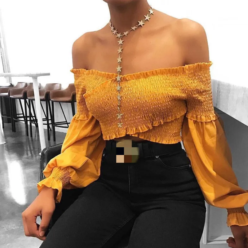 High Elastic Half Flare Sleeve Slash Neck Stripe Sexy Crop Tops 2019 Summer Women Fashion Chiffon T Shirts T-shirts
High Elastic Half Flare Sleeve Slash Neck Stripe Sexy Crop Tops 2019 Summer Women Fashion Chiffon T Shirts T-shirts