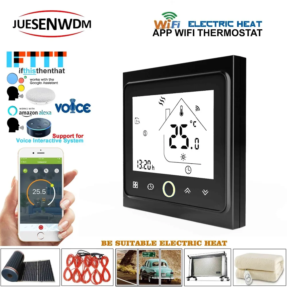 AC95~250V 16A Dual Sensor Weekly Programmable Underfloor Heating Digital WIFI Thermostat for Electric Heat /Substrate Heater
AC95~250V 16A Dual Sensor Weekly Programmable Underfloor Heating Digital WIFI Thermostat for Electric Heat /Substrate Heater