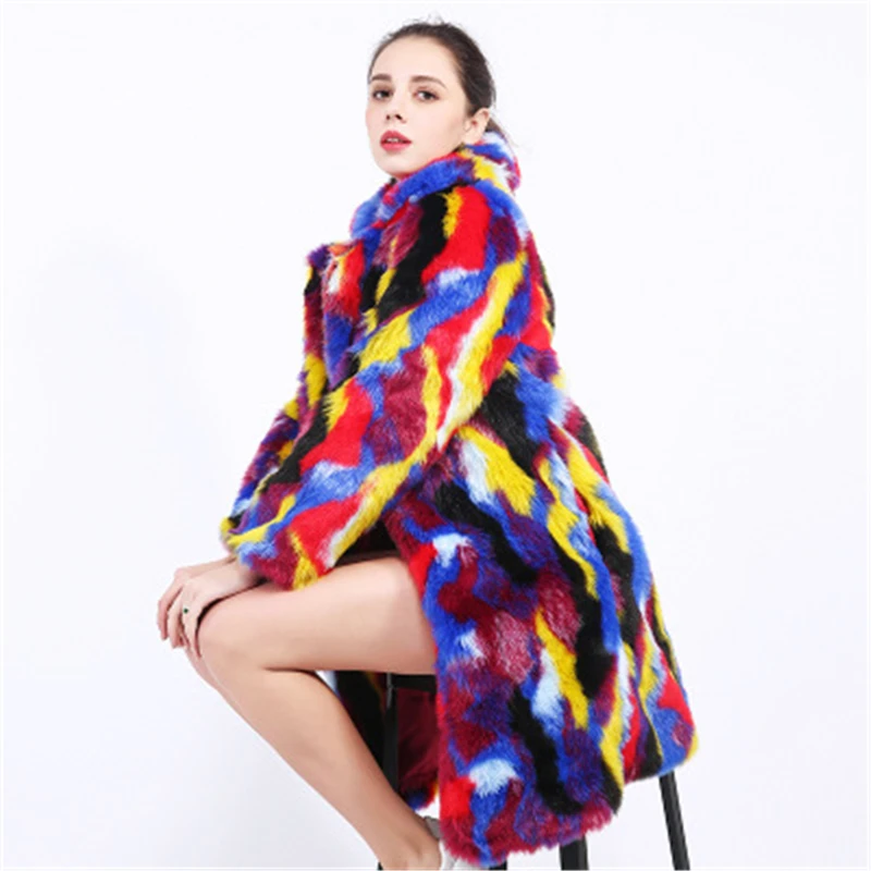 Patchwork Elegant Women's Faux Fur Coat Women Autumn Winter Warm Soft Fur Jacket Female Plush Overcoat Casual OuterwearJ914 
Patchwork Elegant Women's Faux Fur Coat Women Autumn Winter Warm Soft Fur Jacket Female Plush Overcoat Casual OuterwearJ914