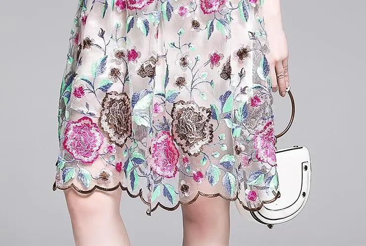 European Style Flowers Embroidery Mesh Runway Dress New 2019 Summer High Quality Women Elegant Slim Party Dress
European Style Flowers Embroidery Mesh Runway Dress New 2019 Summer High Quality Women Elegant Slim Party Dress