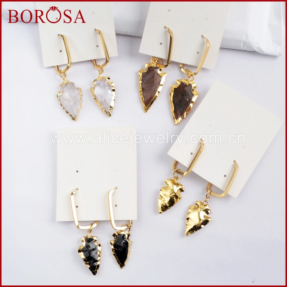 BOROSA 5Pairs Gold Color Multi Kind Stone Arrowhead Rectangle Dangle Earring, Natural Stone Crystal Charm Earrings Jewelry G1586
BOROSA 5Pairs Gold Color Multi Kind Stone Arrowhead Rectangle Dangle Earring, Natural Stone Crystal Charm Earrings Jewelry G1586