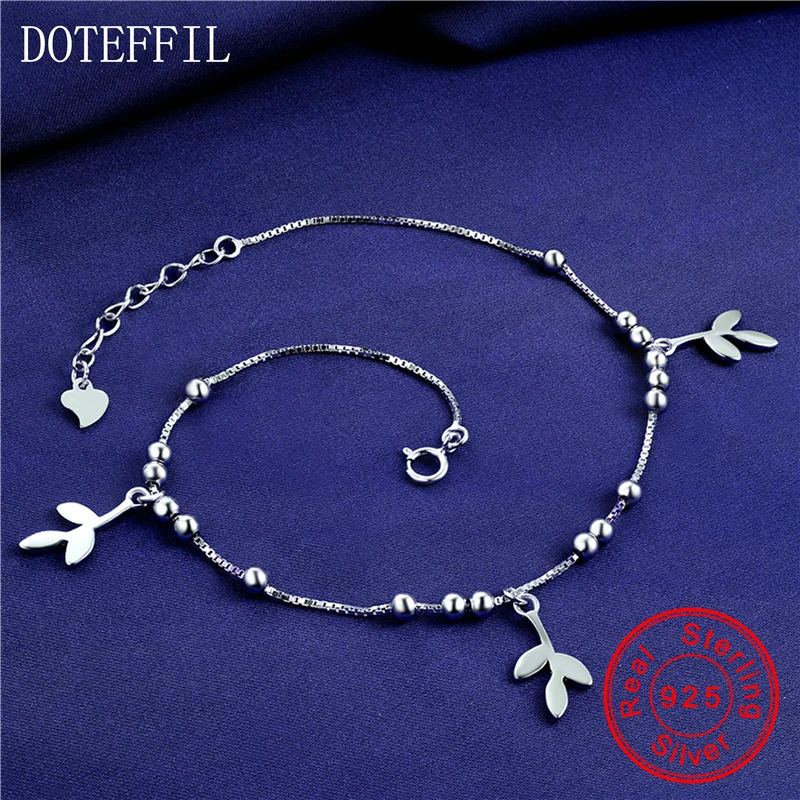 925 Silver Anklet Woman Charm Leaf Pendant 100% Silver Anklet 3mm Bead Luxury Jewelry
925 Silver Anklet Woman Charm Leaf Pendant 100% Silver Anklet 3mm Bead Luxury Jewelry