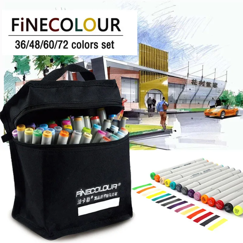 Фото Набор двусторонних маркеров на спиртовой основе FINECOLOUR 160 цветов|art marker set|manga drawingart