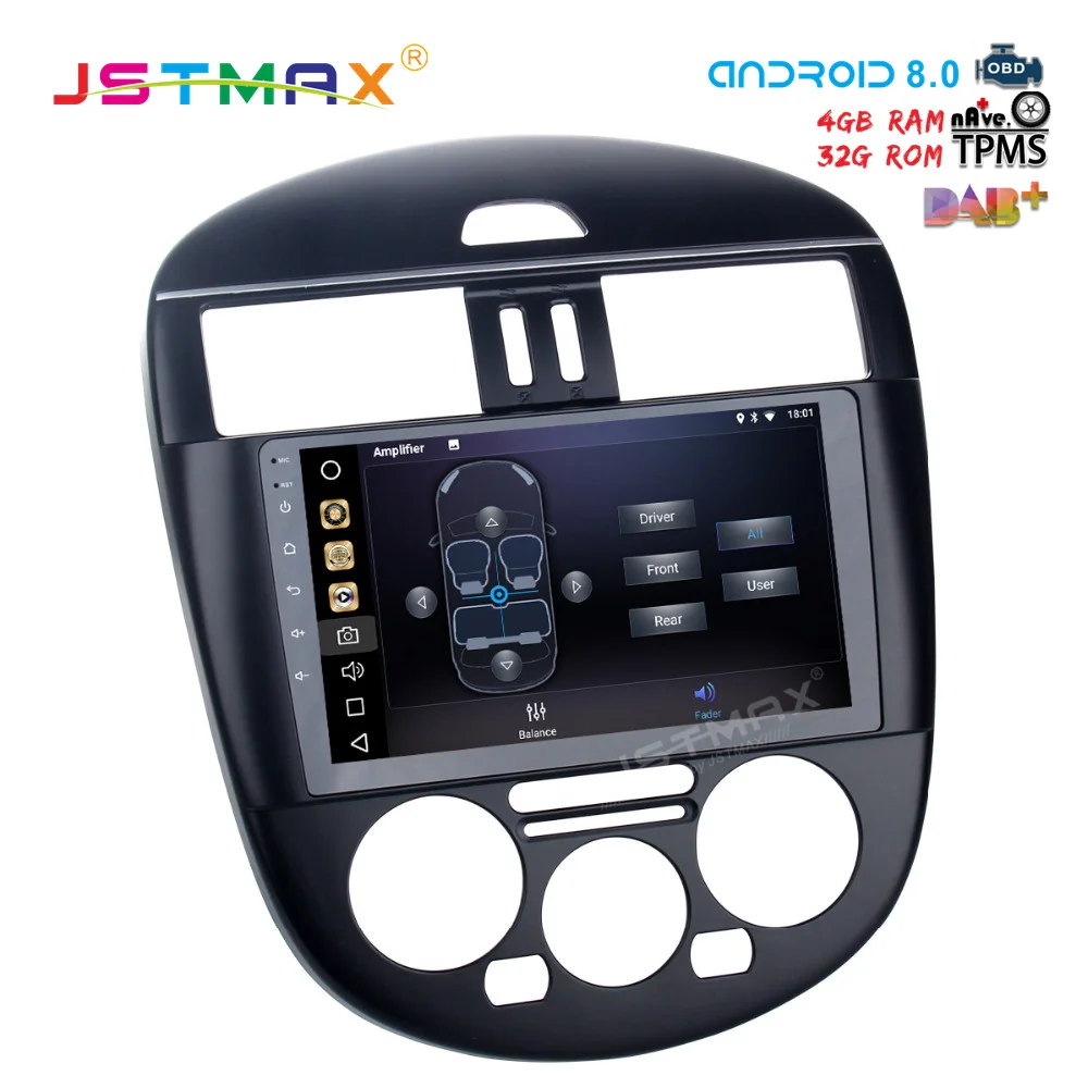 Автомобильный GPS радиоплеер JSTMAX 9 дюймов Android 8 0 для Nissan Tiida ( Manual AC) 2011 2012 2013 2014 с