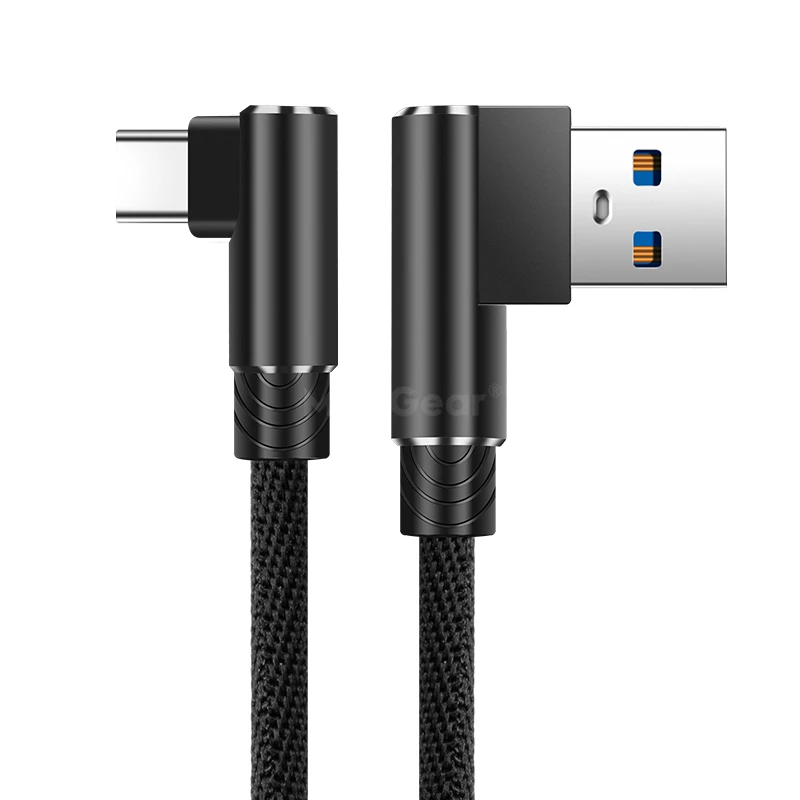 USB-кабель MaxGear Type-C 90 градусов 1 м 2 3 для быстрой зарядки L-образный шнур передачи
