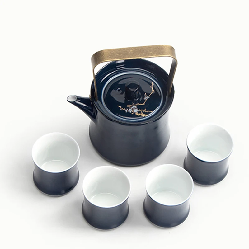 Vintage Japanese Style Ji Blue Glaze Plum Kung Fu Tea Set Porcelain Ti Liang Pot Coffee Pot with Strainer 1 Teapot 4 Tea Cup Kit
Vintage Japanese Style Ji Blue Glaze Plum Kung Fu Tea Set Porcelain Ti Liang Pot Coffee Pot with Strainer 1 Teapot 4 Tea Cup Kit