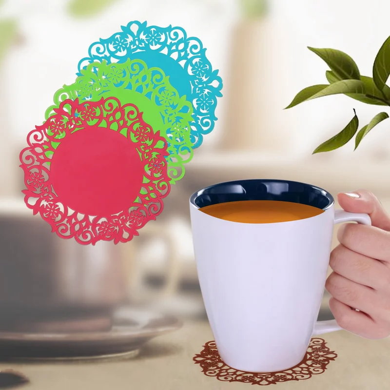 3PC Cup Mats Table Placemat Kitchen Accessories Lace Flower Hollow Doilies Anti-slip Silicone Coaster Coffee Tea Mat Pad
3PC Cup Mats Table Placemat Kitchen Accessories Lace Flower Hollow Doilies Anti-slip Silicone Coaster Coffee Tea Mat Pad