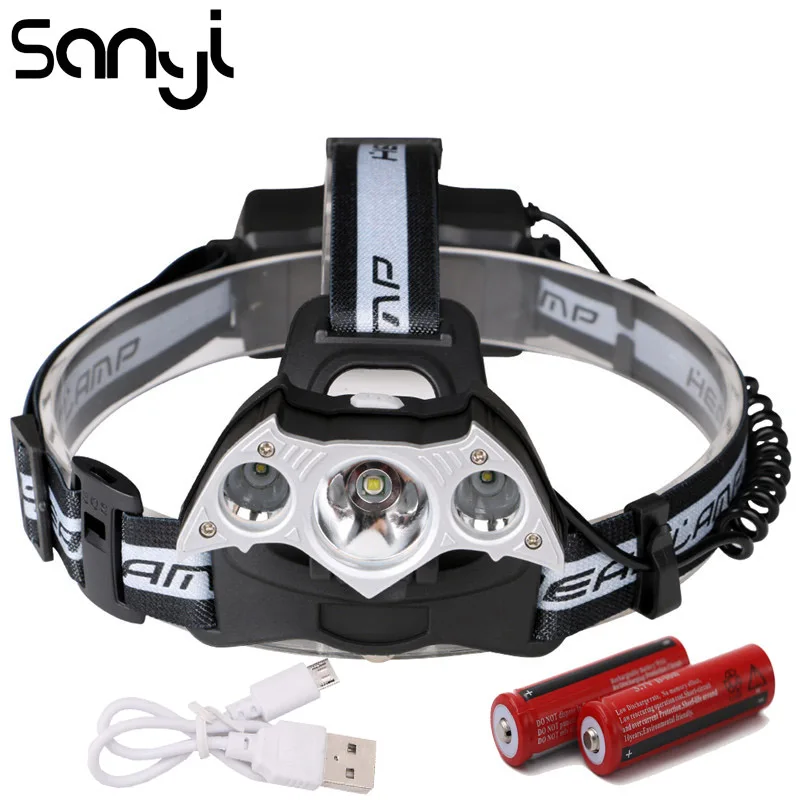 SANYI 1 * T6 + 2 * XPE головная лампа 4 режима 18650 батарея супер яркий светодиодный фонарик лоб фара для кемпинга
SANYI 1 * T6 + 2 * XPE головная лампа 4 режима 18650 батарея супер яркий светодиодный фонарик лоб фара для кемпинга