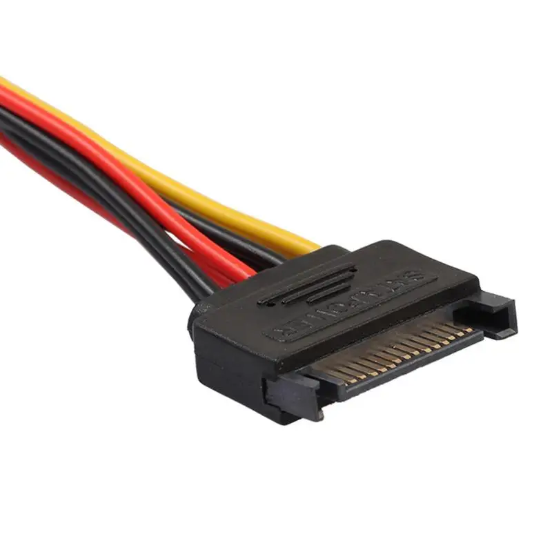 15Pin SATA Male to 4Pin IDE Molex Female + 15pin SATA Female Power Cable cord wire line for Motherboard and Hard disk 18cm
15Pin SATA Male to 4Pin IDE Molex Female + 15pin SATA Female Power Cable cord wire line for Motherboard and Hard disk 18cm