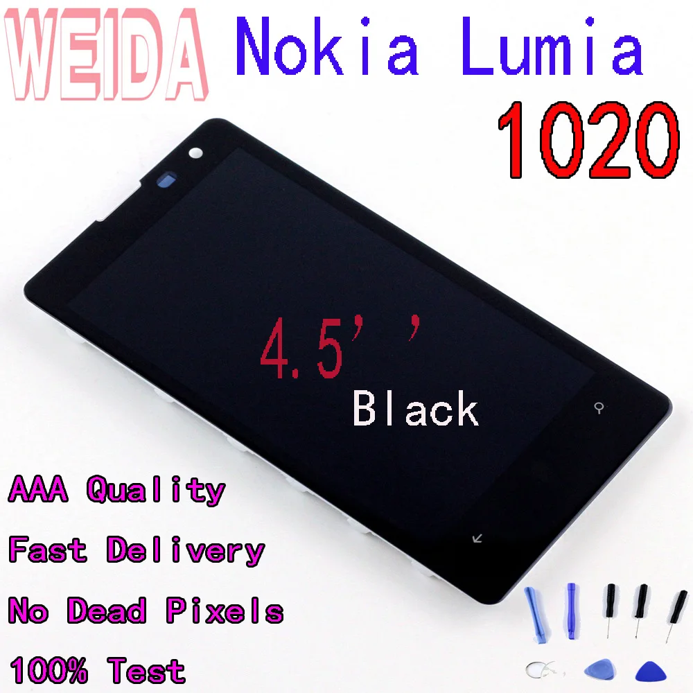 WEIDA 4.5" For Nokia Lumia 1020 LCD Display Digitizer Touch Panel Screen Assembly +Frame with Tool Replacement
WEIDA 4.5" For Nokia Lumia 1020 LCD Display Digitizer Touch Panel Screen Assembly +Frame with Tool Replacement