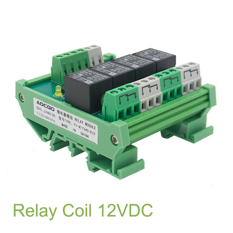 4 Канальный Релейный Модуль интерфейса T73 12VDC DIN рейка|interface relay|din mounting railrelay interface |