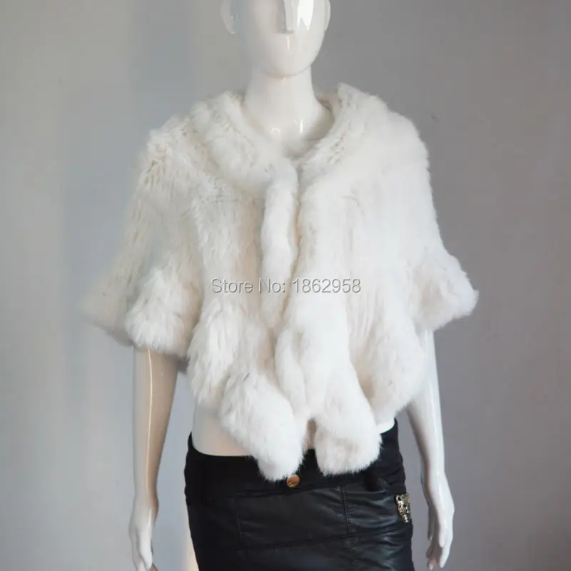 Модная накидка из кроличьего меха SJ1004 белого цвета большие размеры|rabbit fur|fur rabbitfur