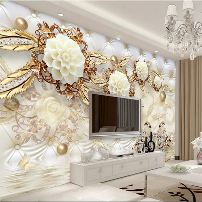 beibehang Custom Photo Wallpaper Wall Sticker 3D Mural 3D Luxury Gold White Flower Soft Bag Ball Jewelry TV Wall papel de parede
beibehang Custom Photo Wallpaper Wall Sticker 3D Mural 3D Luxury Gold White Flower Soft Bag Ball Jewelry TV Wall papel de parede