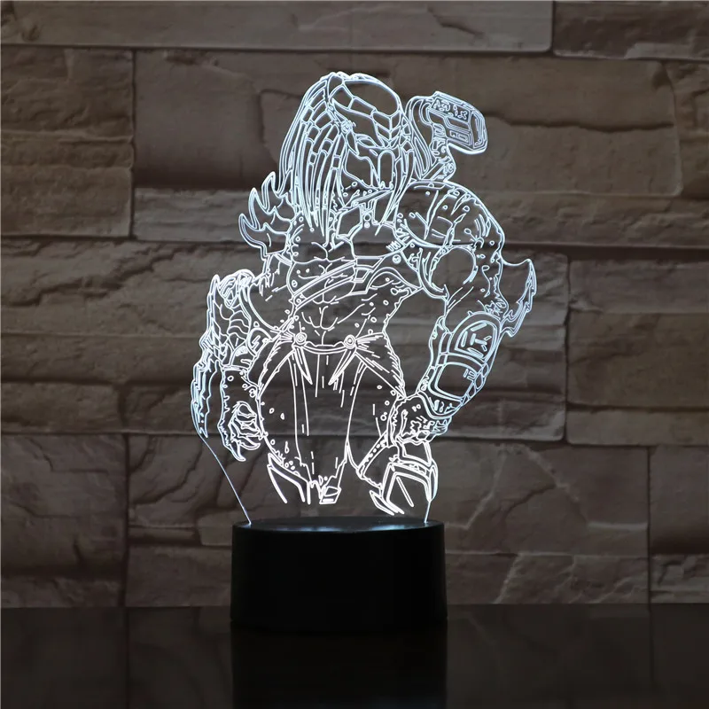 

Predator 3D Lamp LED Changing Night lights Visual Illusion 7 Colors Changing LED Alien vs Wolf Predator Desk Lamp For Home Decor