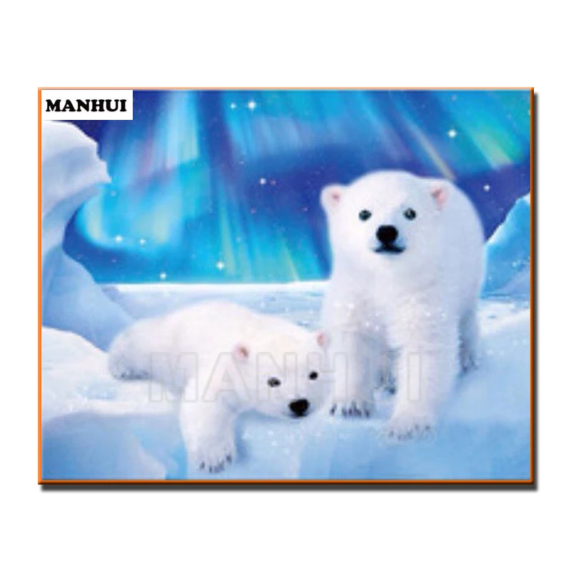 Полный квадрат дрель 5D поделки алмазов картина два Polar Bears 3D Вышивка крестом