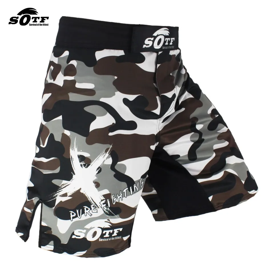 SOTF черные камуфляжные боксерские боевые дышащие шорты Tiger Muay Thai mma Одежда для