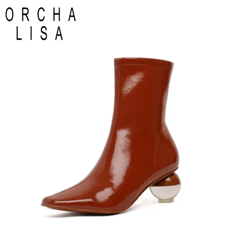 ORCHA LISA brand Woman ankle boots med crystal ball heels pointed toe zipper party booties Lady winter shoes Western boots
ORCHA LISA brand Woman ankle boots med crystal ball heels pointed toe zipper party booties Lady winter shoes Western boots