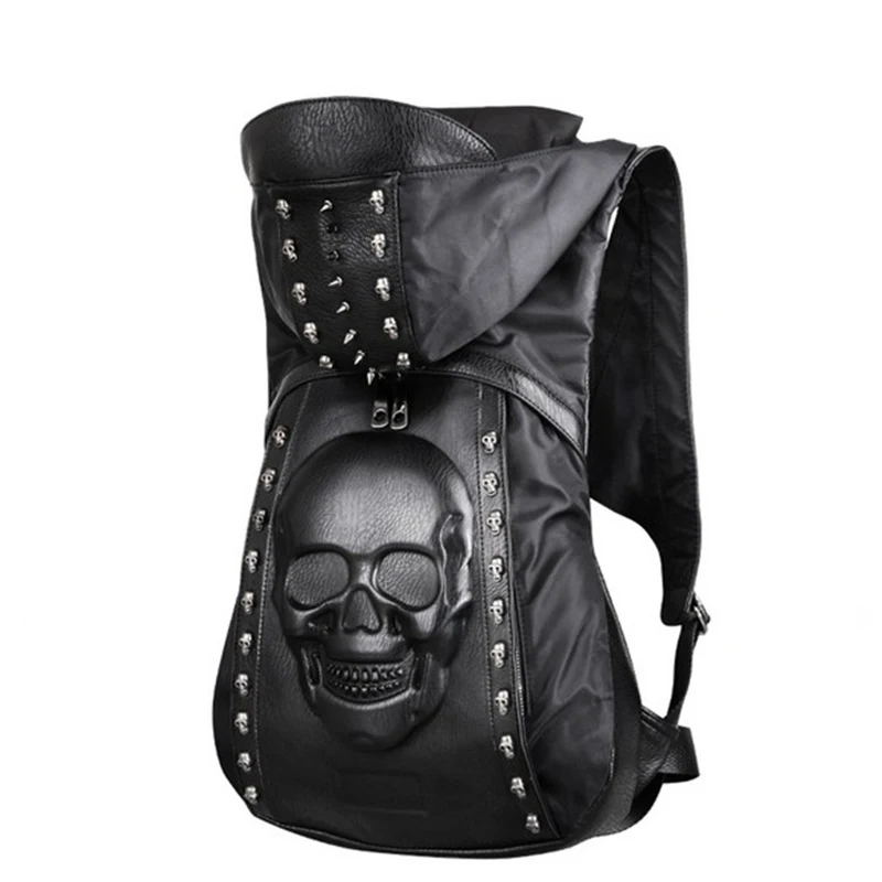 New Fashion Personality 3D Skull Leather Backpack Rivets Skull Backpack With Hood Cap Apparel Bag Cross Bags Hiphop Man 585
New Fashion Personality 3D Skull Leather Backpack Rivets Skull Backpack With Hood Cap Apparel Bag Cross Bags Hiphop Man 585