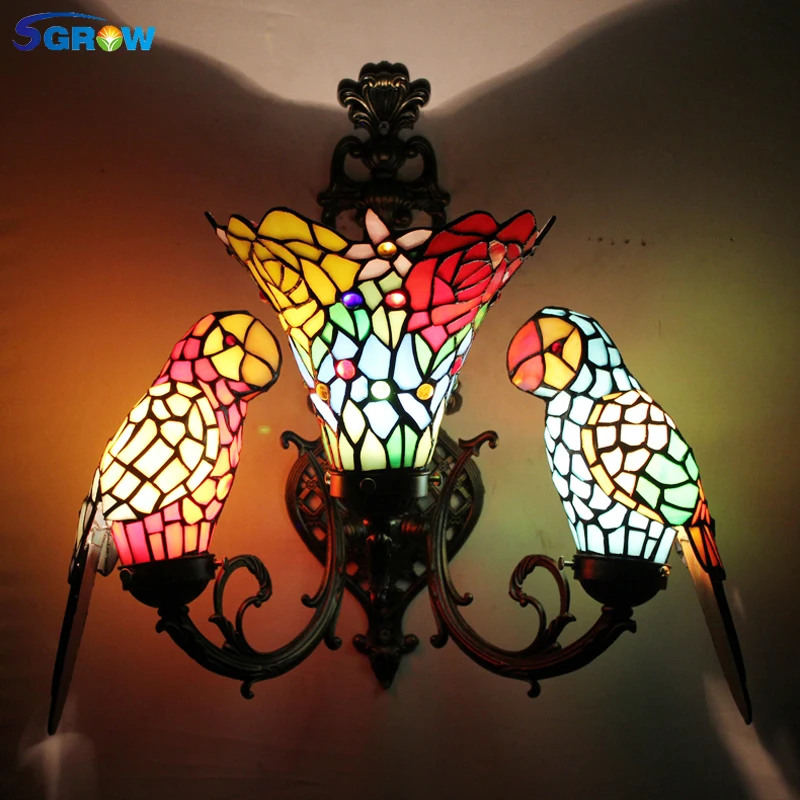 SGROW Tiffany Art Sconce Wall Light for Bedroom Dining Room Stained Glass Parrot Wall Lamp Led Lights Indoor Lighting Fixtures
SGROW Tiffany Art Sconce Wall Light for Bedroom Dining Room Stained Glass Parrot Wall Lamp Led Lights Indoor Lighting Fixtures