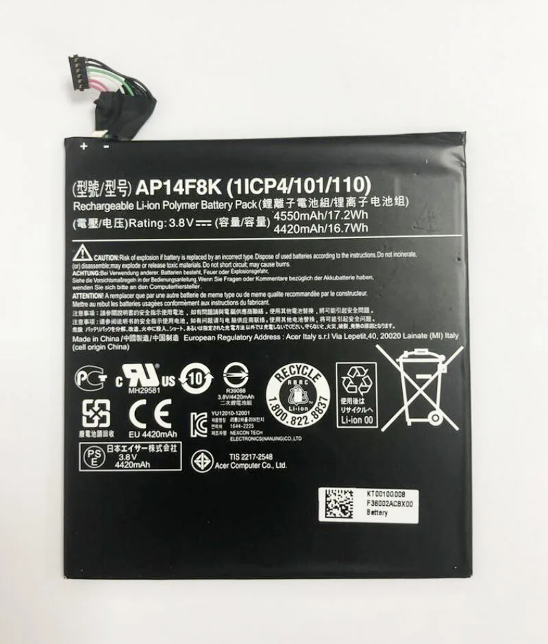 GeLar 3 8 V 4550mAh AP14F8K Аккумулятор для Acer Iconia Tab A1 850 B1 810|Батареи планшетов и резервное