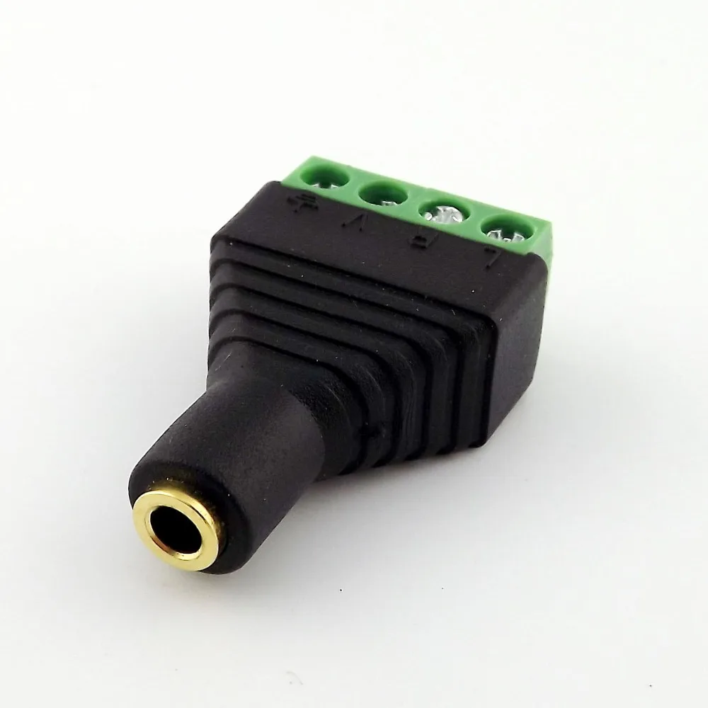 

3pcs 3.5mm 1/8" Stereo Female 4 Pole To AV Screw Video Balun Terminal Plug Adapter