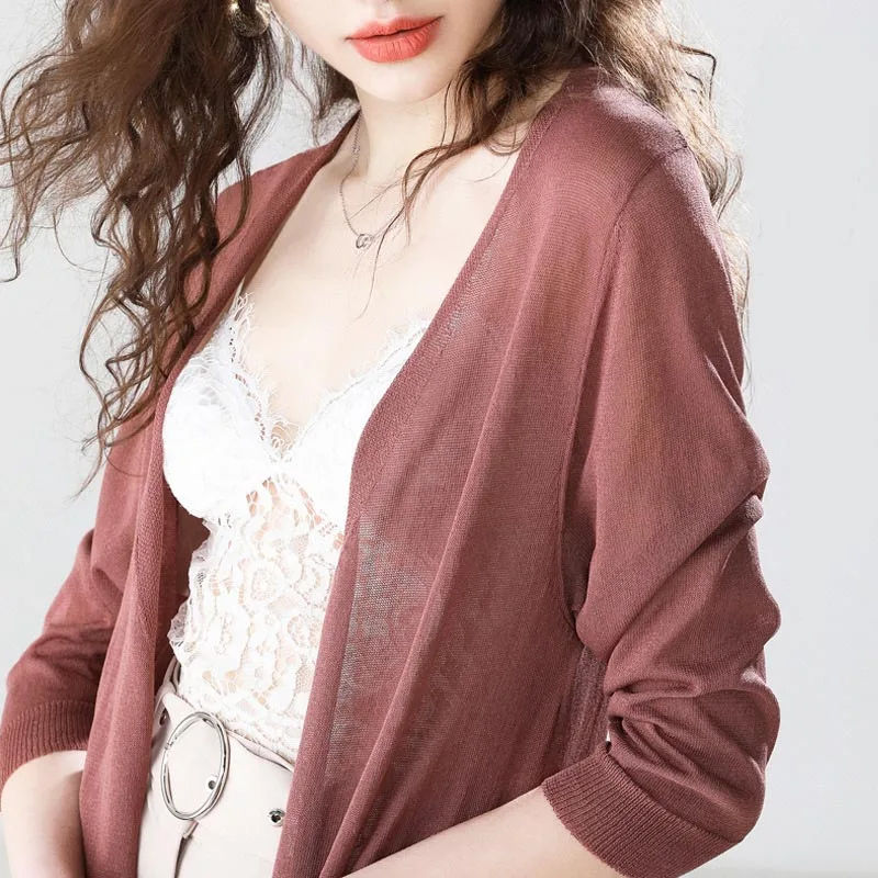 summer cardigan Mid-length long shawl thin coat vacation beach ice silk knitair-conditioning shirt cardigan women coat cardigan
summer cardigan Mid-length long shawl thin coat vacation beach ice silk knitair-conditioning shirt cardigan women coat cardigan