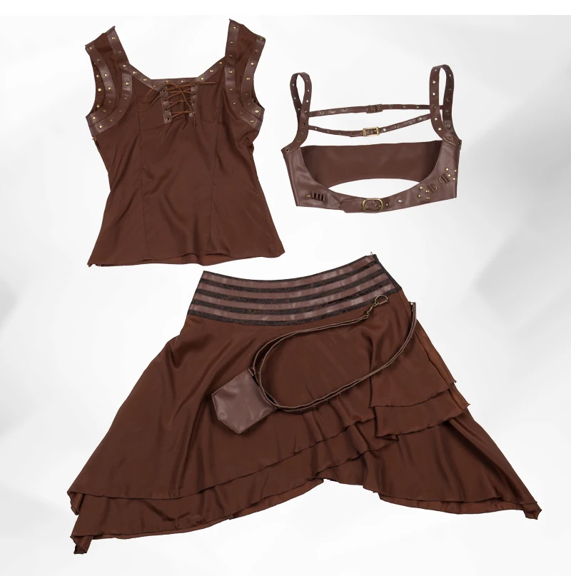 Gothic Brown Punk Armor Costume Set Steampunk PU Leather Rivet Chest Bundle Strap Sleeveless Top+Skirt Sexy Corset Accessories
Gothic Brown Punk Armor Costume Set Steampunk PU Leather Rivet Chest Bundle Strap Sleeveless Top+Skirt Sexy Corset Accessories