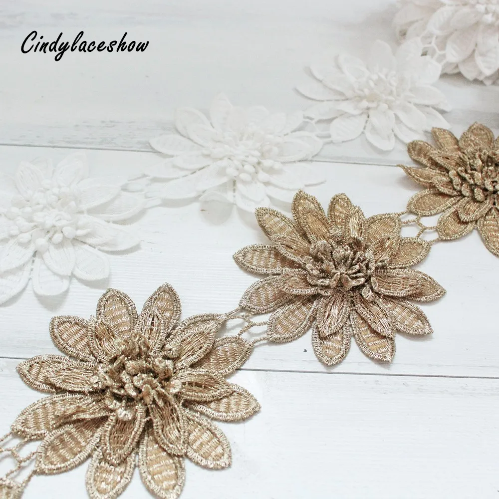 1Yard 3 Layers Flowers White Gold Lace Trim Ribbon Water Soluble Embroidery Handicraft DIY Floral Lace Applique Sewing Trimmings
1Yard 3 Layers Flowers White Gold Lace Trim Ribbon Water Soluble Embroidery Handicraft DIY Floral Lace Applique Sewing Trimmings