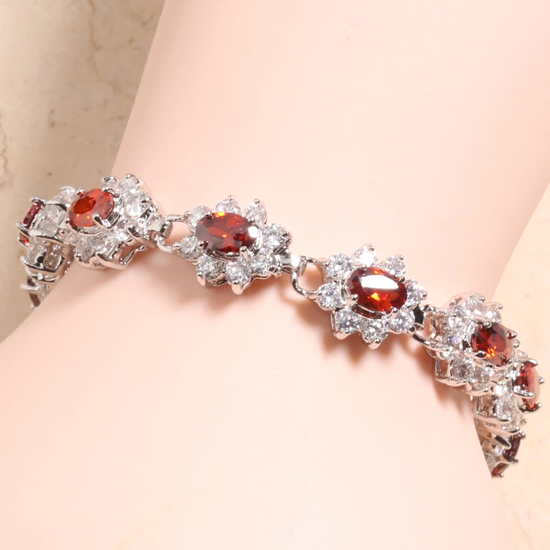 Elegant Red Garnet White Zircon Silver Plated Argent Link Chain Bracelet 6 7 Inch L10046
Elegant Red Garnet White Zircon Silver Plated Argent Link Chain Bracelet 6 7 Inch L10046