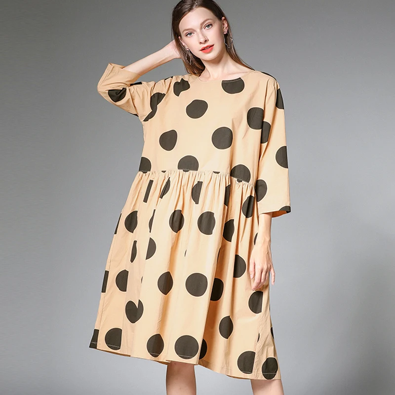 Autumn cute cotton flare Dress Elegant Vestidos empire loose fit midi dress half sleeves polka dot Casual beach dress plus size
Autumn cute cotton flare Dress Elegant Vestidos empire loose fit midi dress half sleeves polka dot Casual beach dress plus size
