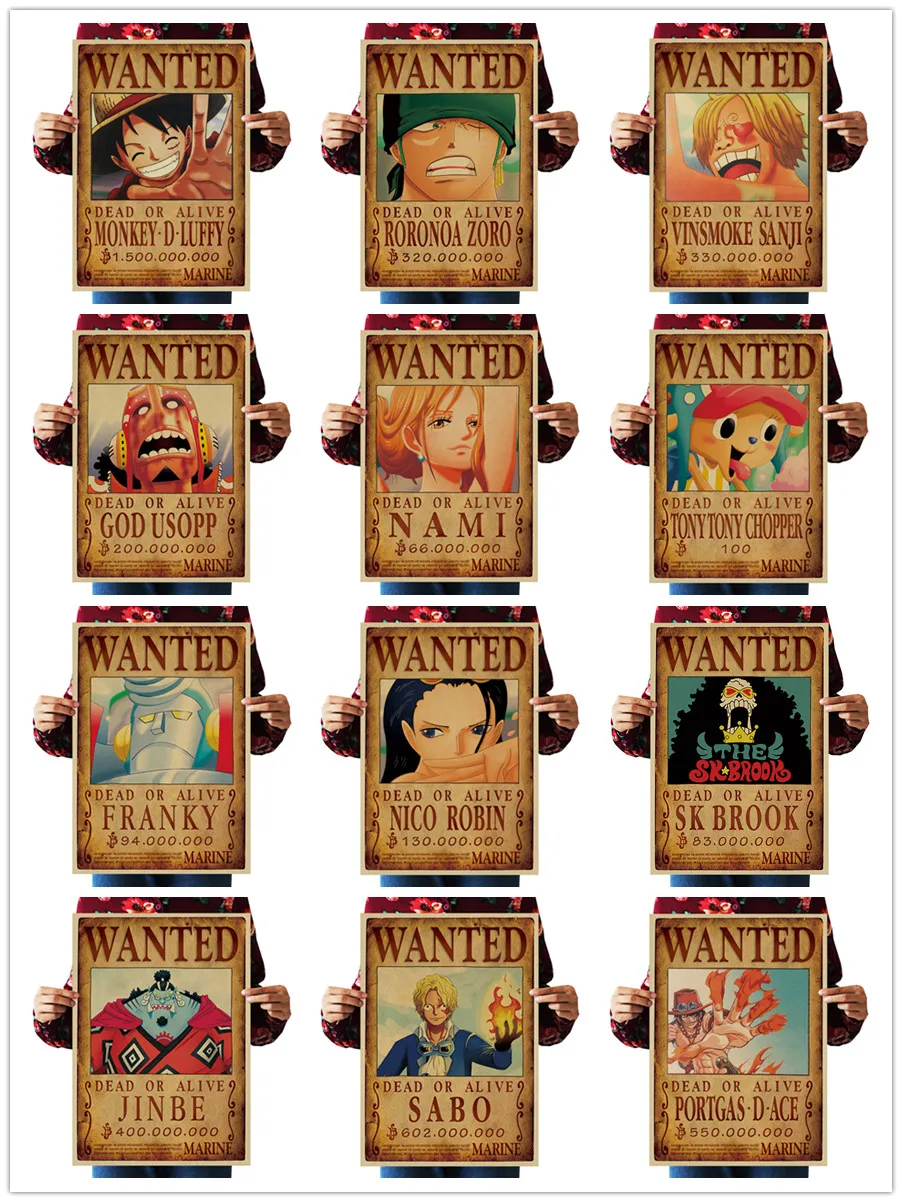 69 Styles Straw Hat Pirates Wanted Poster Toy Luffy Ace Nami Chopper Robin Zoro Sanji Usopp Sabo Reward Posters Sticker 51x36CM
69 Styles Straw Hat Pirates Wanted Poster Toy Luffy Ace Nami Chopper Robin Zoro Sanji Usopp Sabo Reward Posters Sticker 51x36CM