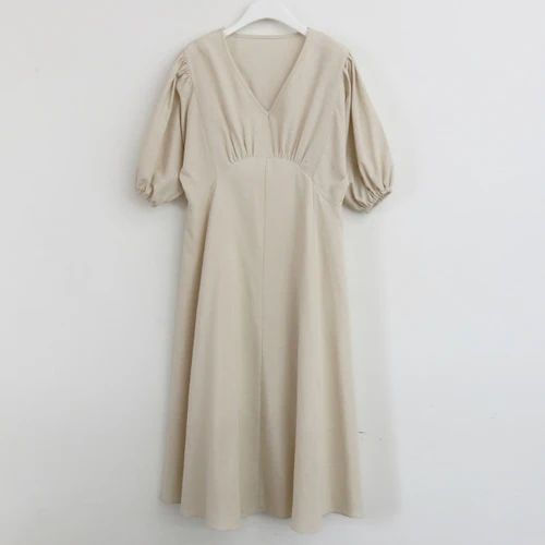 Spring Summer Korean Fashion Clothing Short Puff Sleeve V-neck Cotton And Linen Women Dress Solid Mid-calf Women's Dresses
Spring Summer Korean Fashion Clothing Short Puff Sleeve V-neck Cotton And Linen Women Dress Solid Mid-calf Women's Dresses
