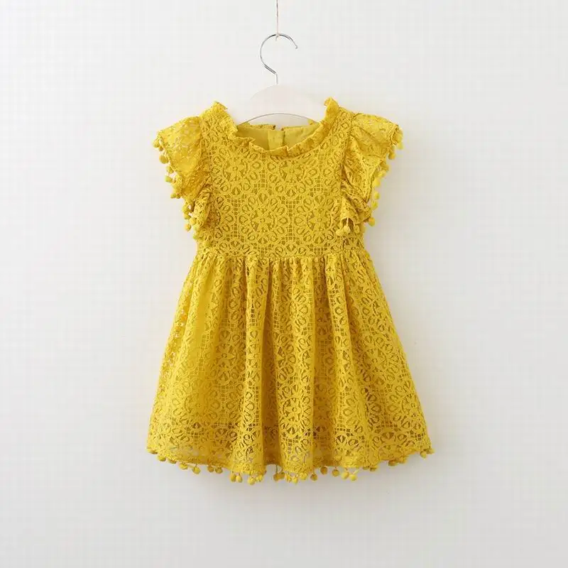 Summer New Girl Dress Flare Sleeve Lace Pom Pom Princess Dress Children Clothing E70424
Summer New Girl Dress Flare Sleeve Lace Pom Pom Princess Dress Children Clothing E70424