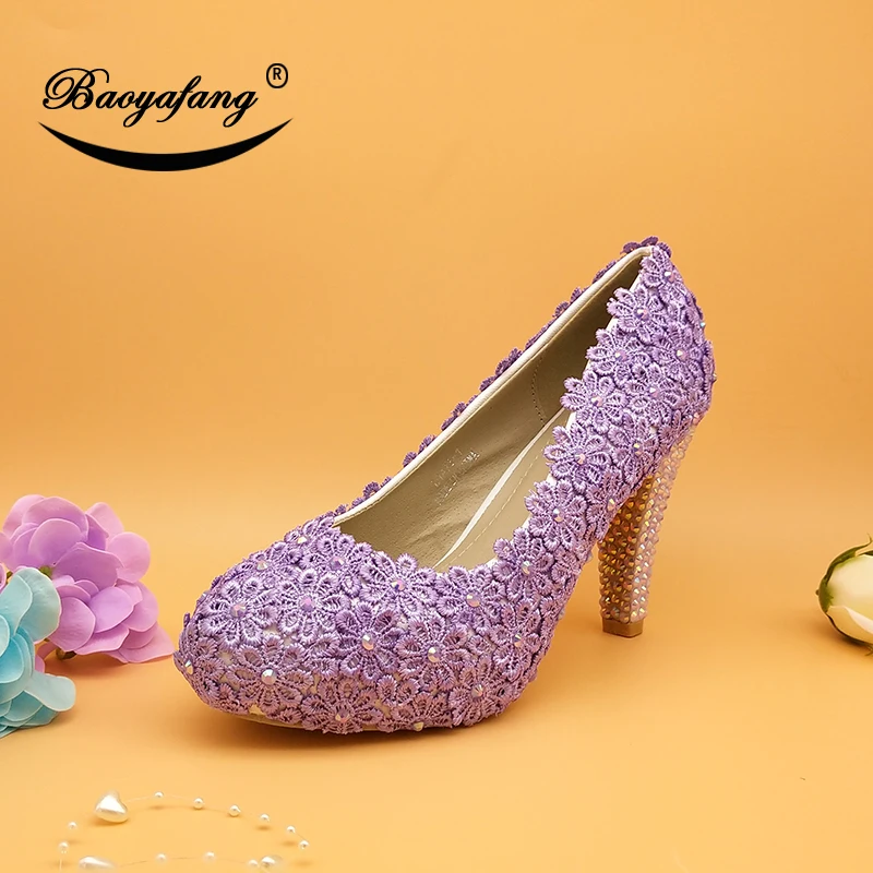 BaoYaFang New Violet Flower Party heels shoes Woman Purple crystal Wedding shoes Ladies Dress single shoes Thin heel round toe
BaoYaFang New Violet Flower Party heels shoes Woman Purple crystal Wedding shoes Ladies Dress single shoes Thin heel round toe