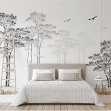 Custom 3d Wallpaper black and white minimalist large tree flying bird Mural home decoration living room bedroom Background walls