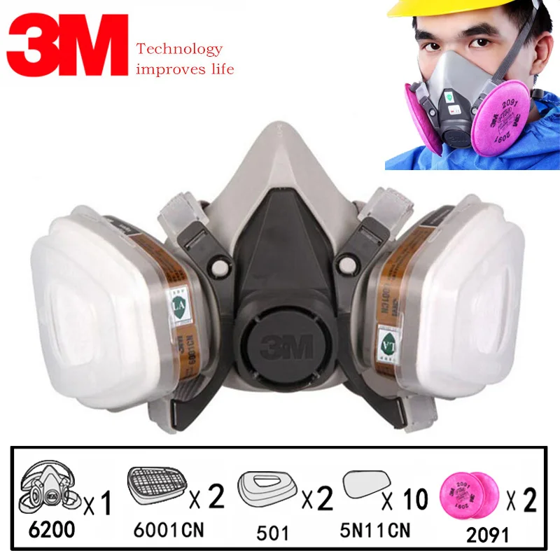 3M 6200 полулицевой респиратор для распыления красок 17 в 1 комплект противопылевая