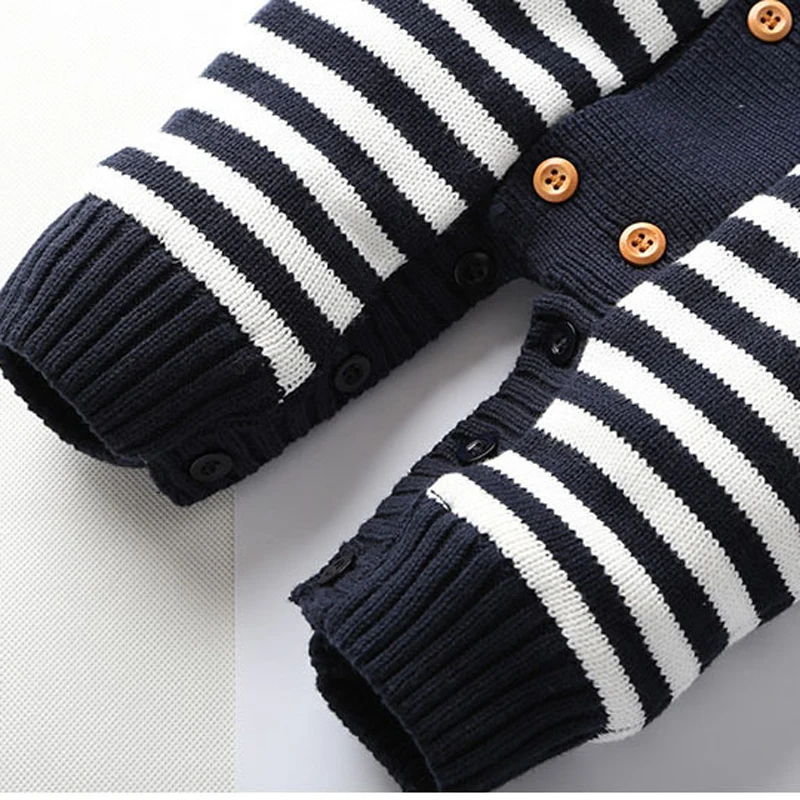 Baby Rompers Winter Thick Climbing Clothes Newborn Boys Girls Warm Cotton Romper Knitted Sweater Overalls Stripe Hooded Outwear
Baby Rompers Winter Thick Climbing Clothes Newborn Boys Girls Warm Cotton Romper Knitted Sweater Overalls Stripe Hooded Outwear