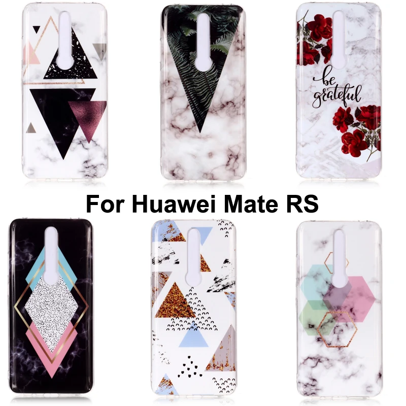 Блестящий чехол из ТПУ с лазерной мраморной росписью для Huawei Mate RS нескользящий