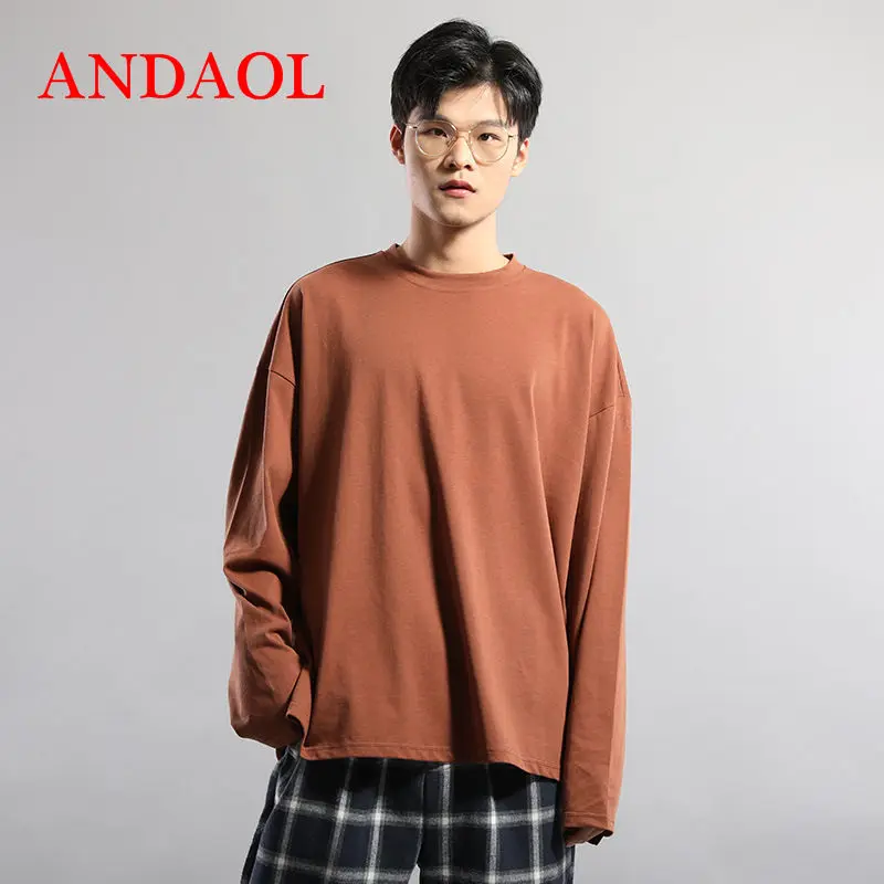 ANDAOL Men's Solid Color Long-sleeve T-Shirts Top Quality Round Neck Loose Fit Tops Fashion Luxury Casual Comfortable Tshirts
ANDAOL Men's Solid Color Long-sleeve T-Shirts Top Quality Round Neck Loose Fit Tops Fashion Luxury Casual Comfortable Tshirts