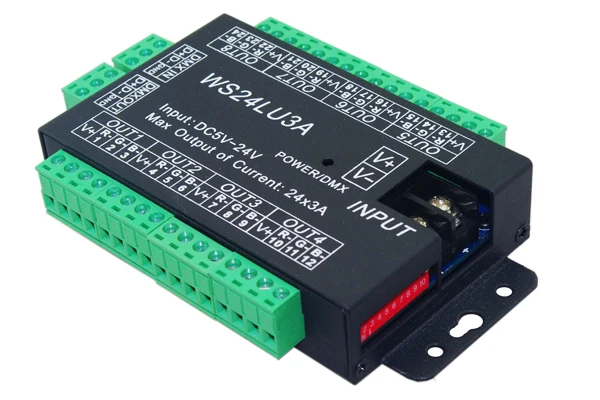 24-канальный контроллер DMX512 RGB, 8 групп, красный-зеленый-синий декодер DMX512, вход каждого канала, макс. 3 А
24-канальный контроллер DMX512 RGB, 8 групп, красный-зеленый-синий декодер DMX512, вход каждого канала, макс. 3 А