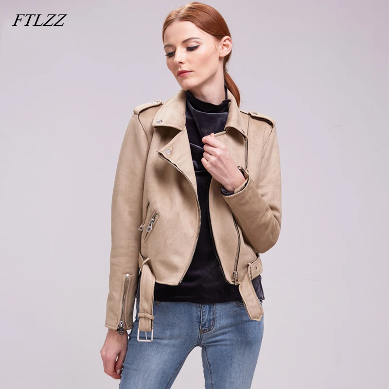 FTLZZ Faux Suede Leather Jacket Women Slim Zipper Biker Leather Coat Black Motorcycle Belted Short Coats Basic Street Outwear
FTLZZ Faux Suede Leather Jacket Women Slim Zipper Biker Leather Coat Black Motorcycle Belted Short Coats Basic Street Outwear
